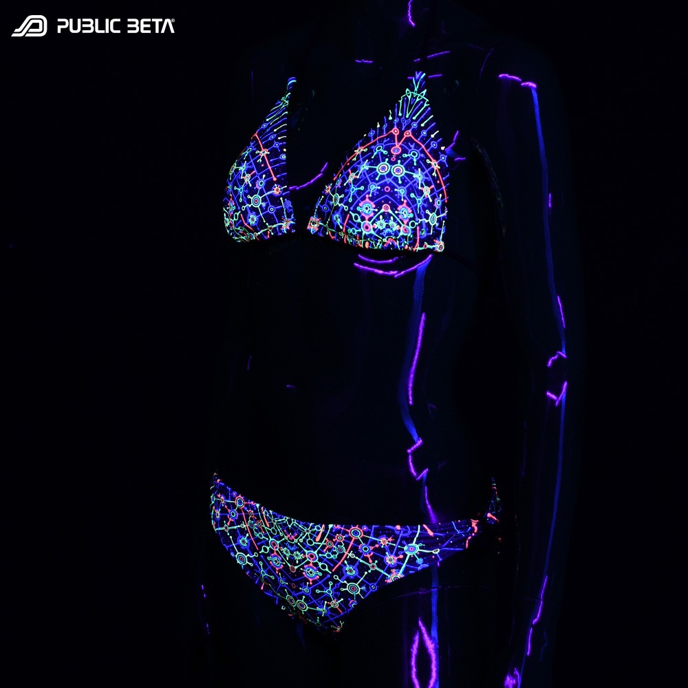 Blacklight Art Printed Bikini Set
