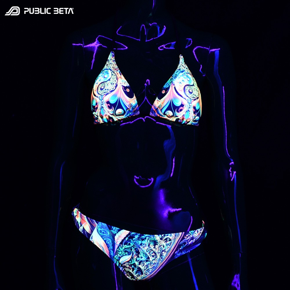 Blacklight Art Printed Bikini Set