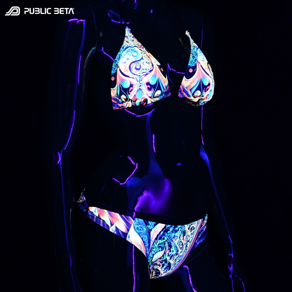Blacklight Art Printed Bikini Set