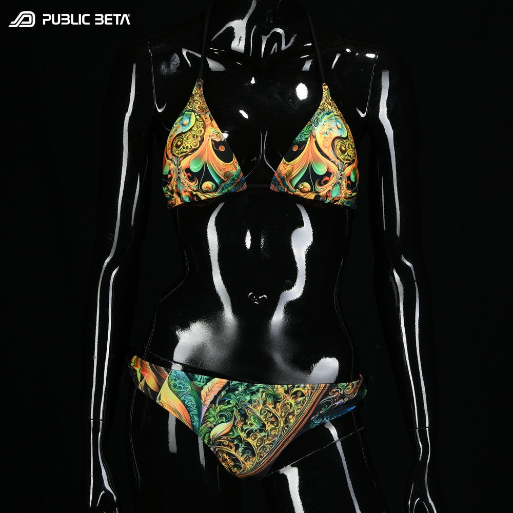 Blacklight Art Printed Bikini Set
