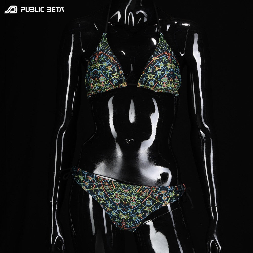 Blacklight Art Printed Bikini Set