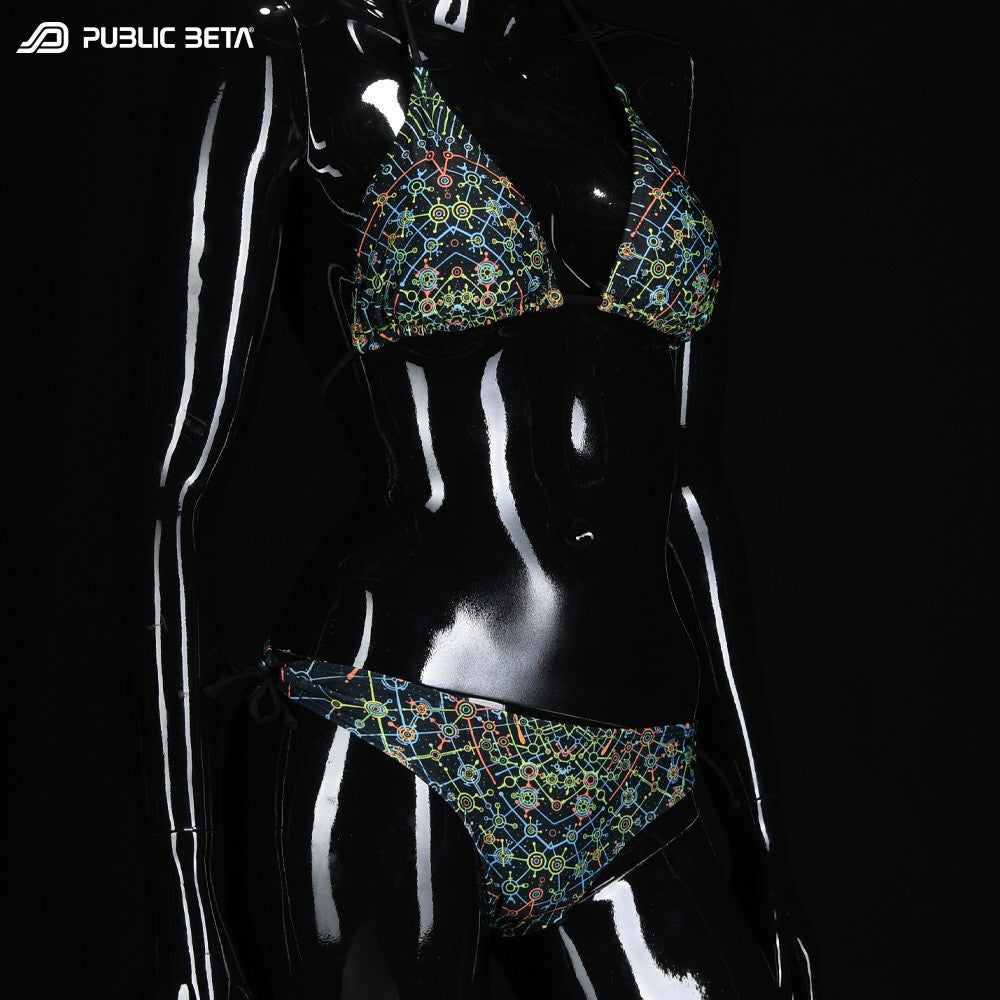 Blacklight Art Printed Bikini Set