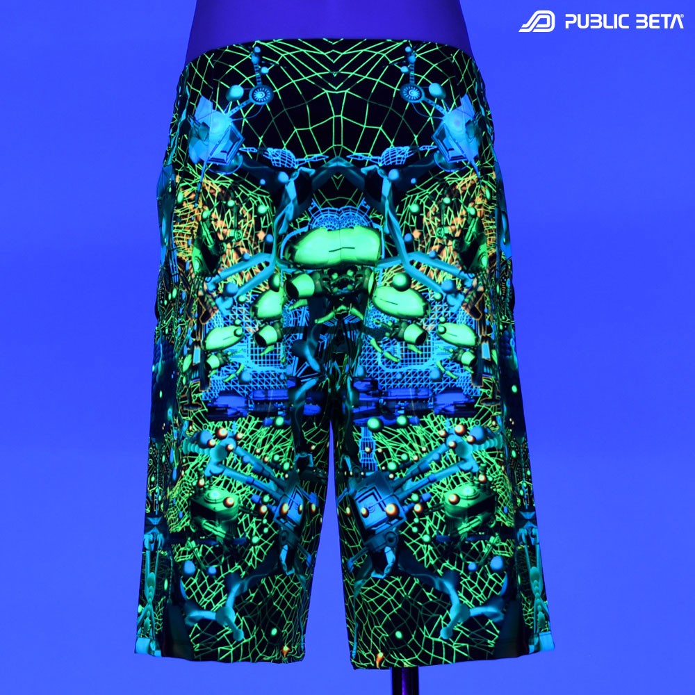 Glow in Blacklight Boardshorts / D147 Neurotunnel