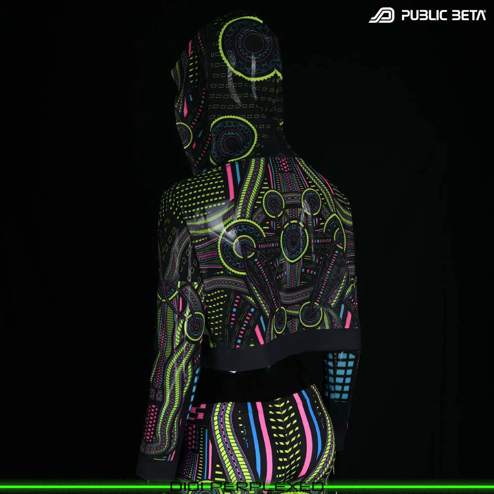 Perplexed D101 UV /Glow in Blacklight Hooded Mesh Top