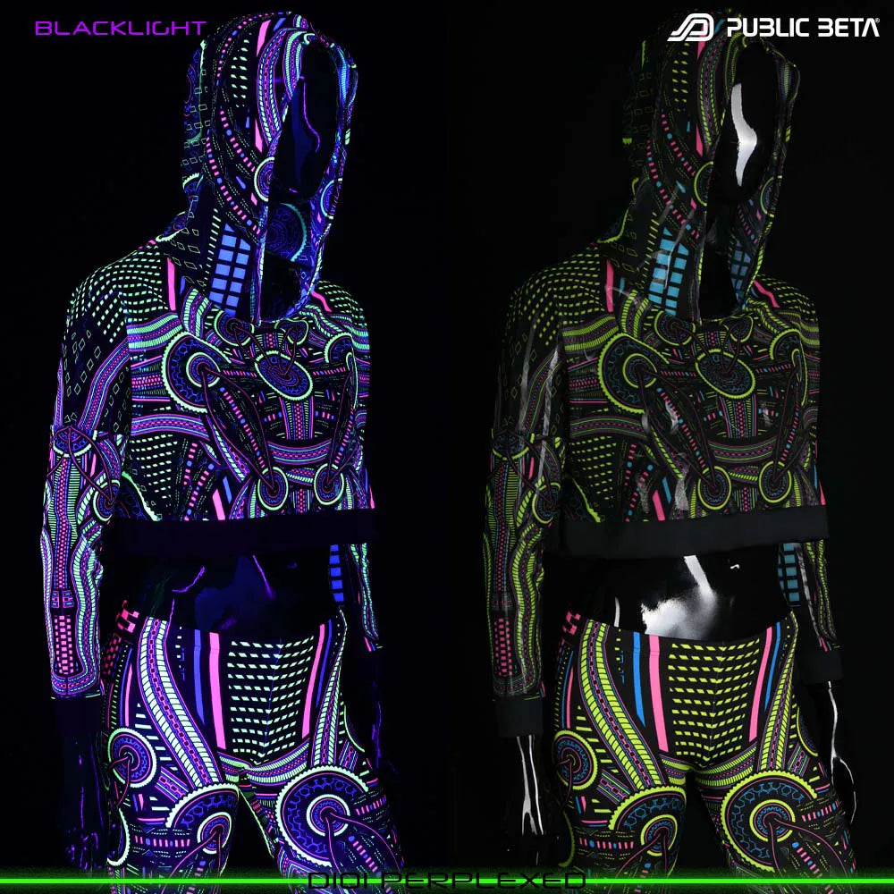 Perplexed D101 UV /Glow in Blacklight Hooded Mesh Top