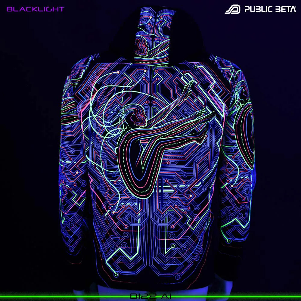 AI UV D122 Hooded Sweater / Glow in Blacklight Psywear