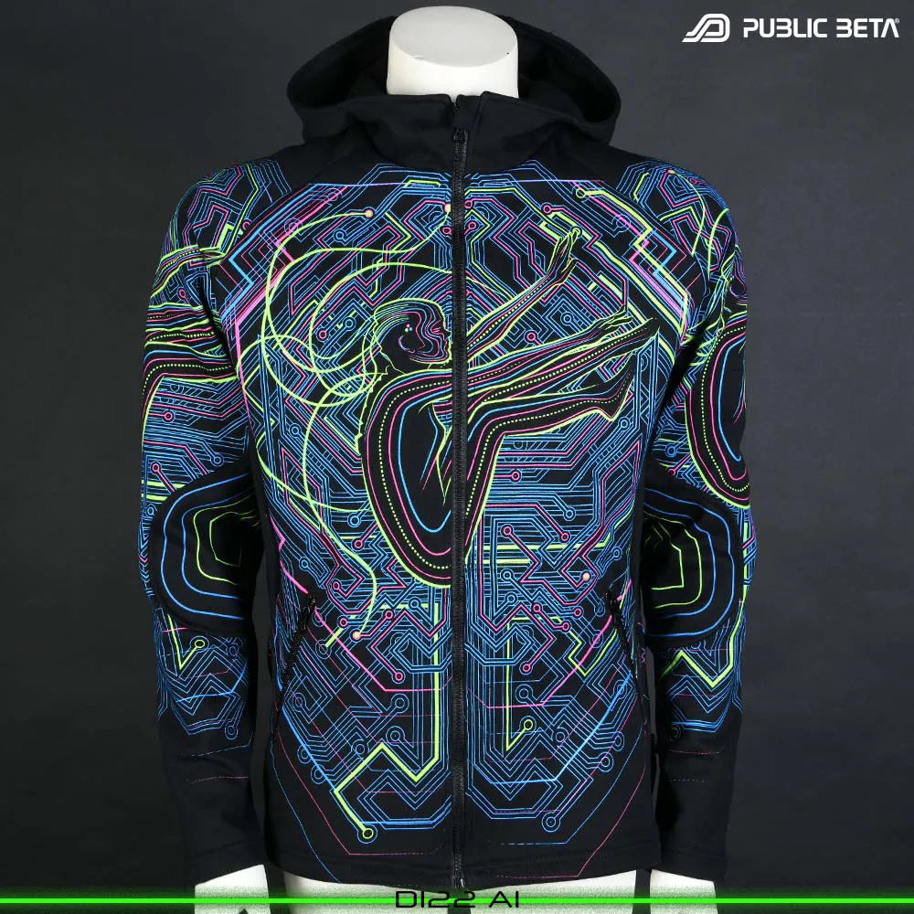 AI UV D122 Hooded Sweater / Glow in Blacklight Psywear