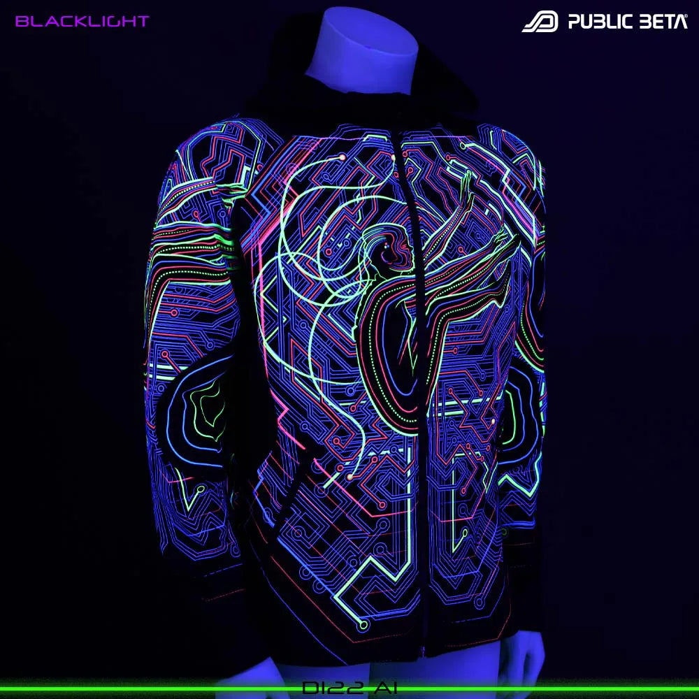 AI UV D122 Hooded Sweater / Glow in Blacklight Psywear