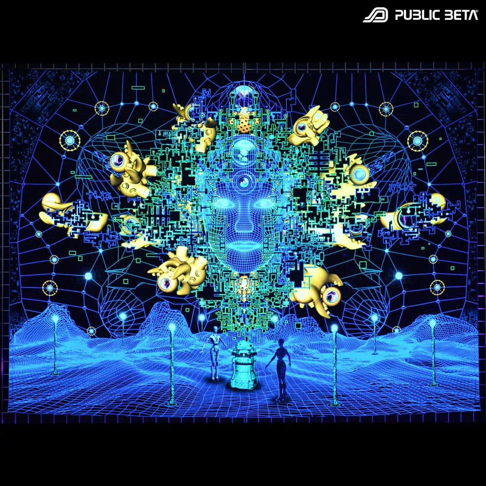 Innerverse D140 Blacklight Active Psyart Tapestry
