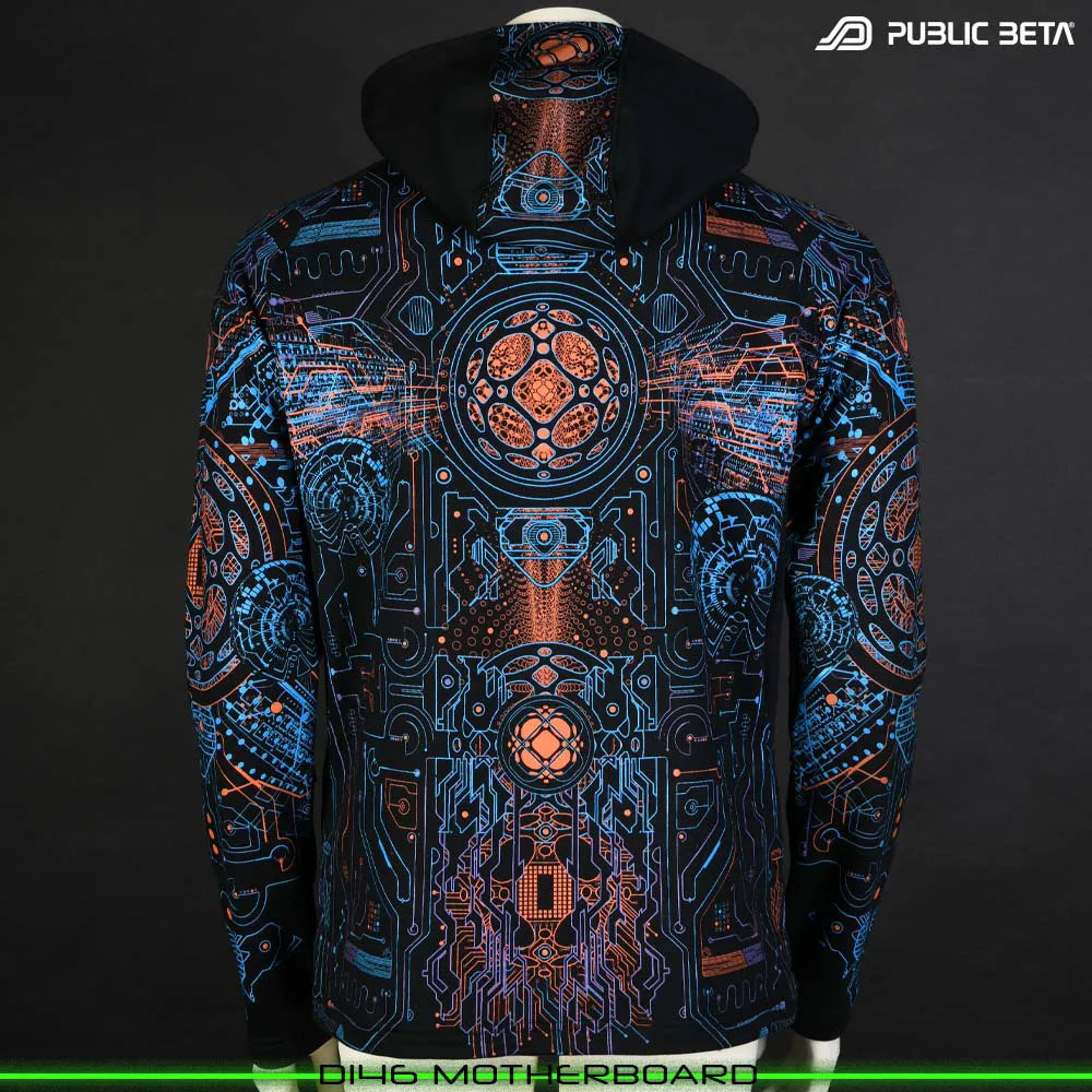 Motherboard UV D146 Hooded Sweater / Glow in Blacklight Psywear