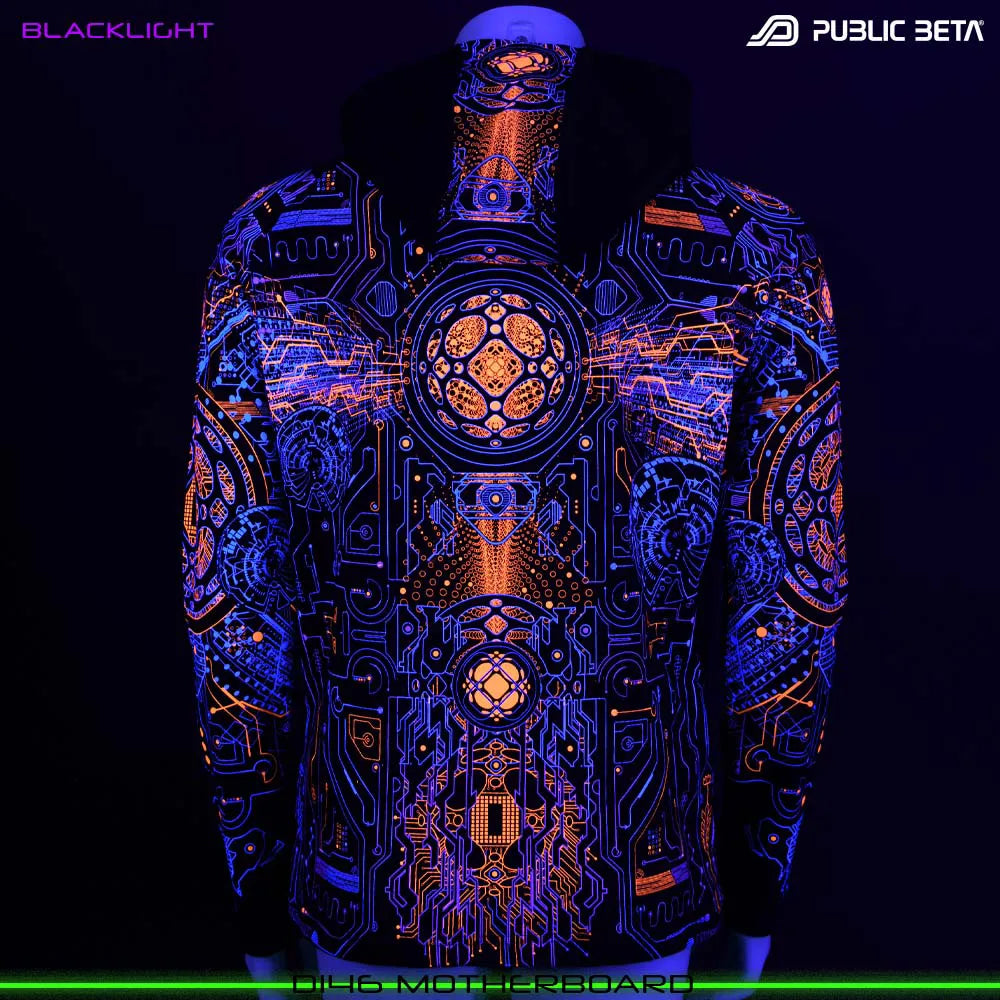 Motherboard UV D146 Hooded Sweater / Glow in Blacklight Psywear