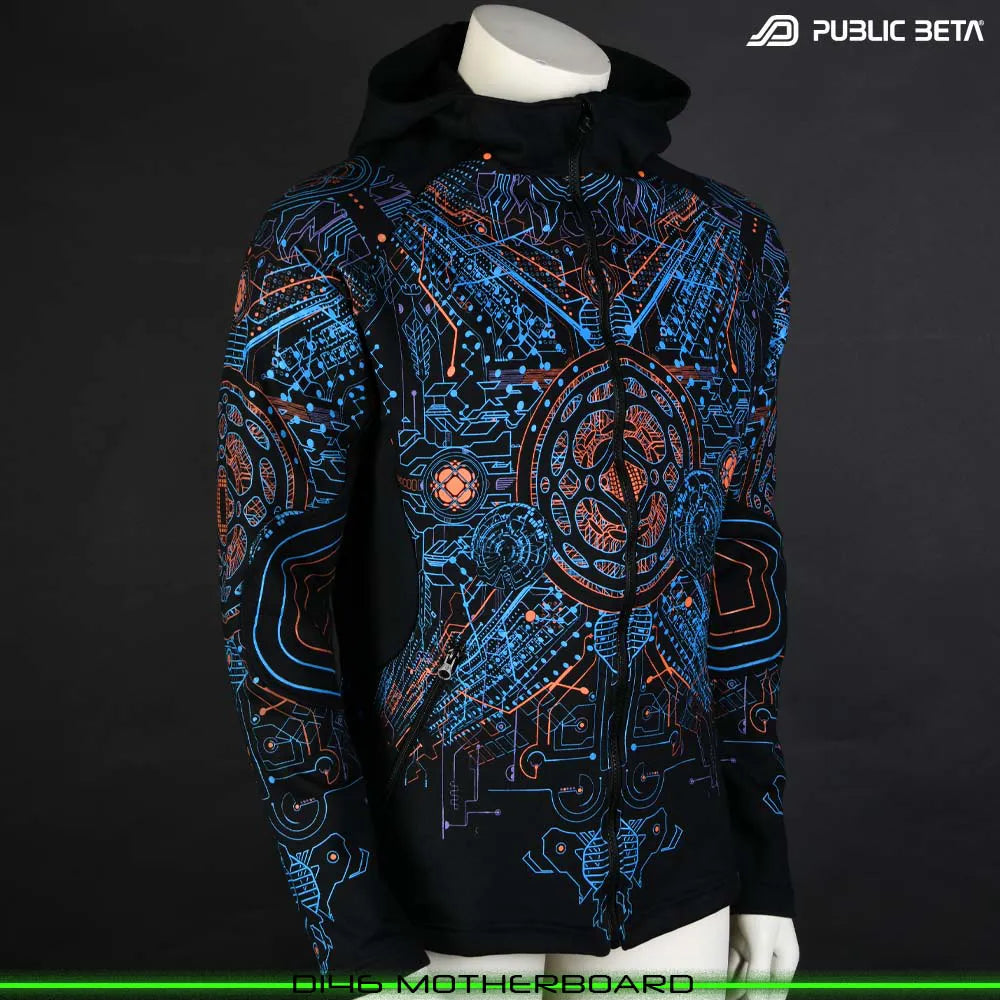 Motherboard UV D146 Hooded Sweater / Glow in Blacklight Psywear