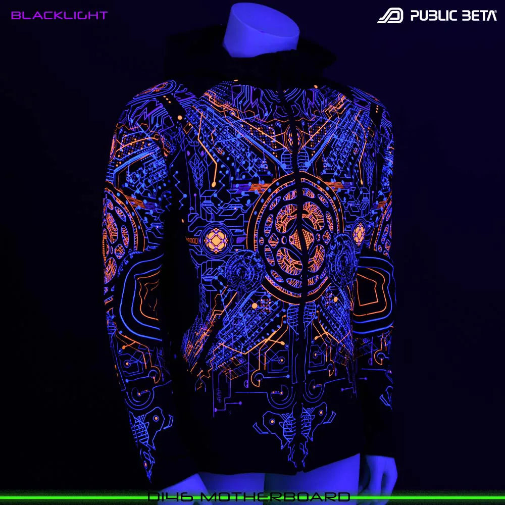 Motherboard UV D146 Hooded Sweater / Glow in Blacklight Psywear