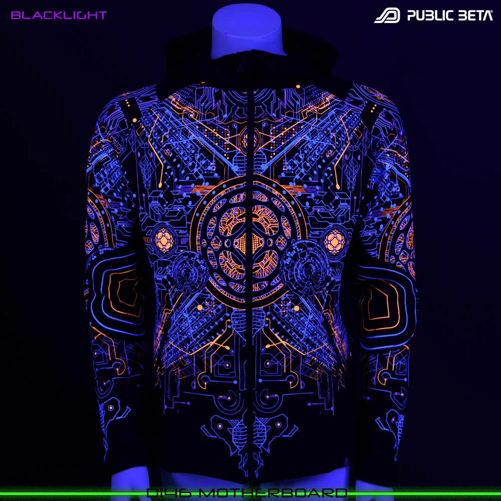 Motherboard UV D146 Hooded Sweater / Glow in Blacklight Psywear