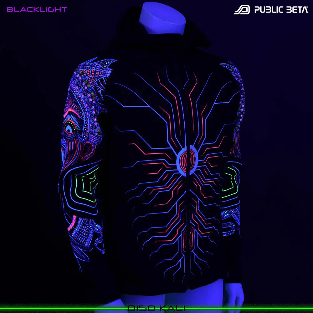 UV Active Psyart Printed Hooded Sweater / Kali UV D150