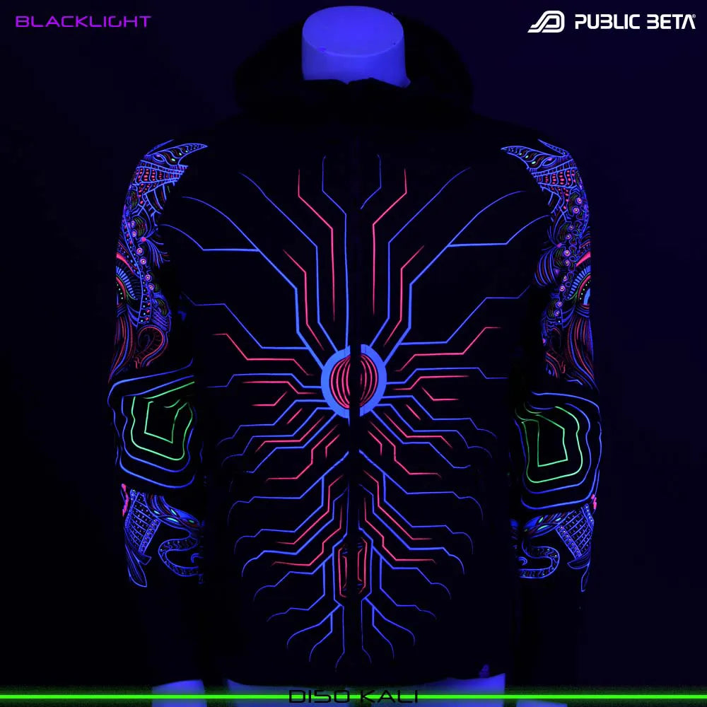 UV Active Psyart Printed Hooded Sweater / Kali UV D150