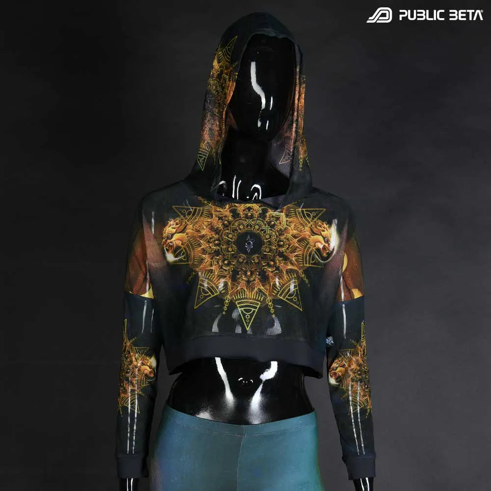 Shigatorii D155 /Glow in Blacklight Hooded Mesh Top