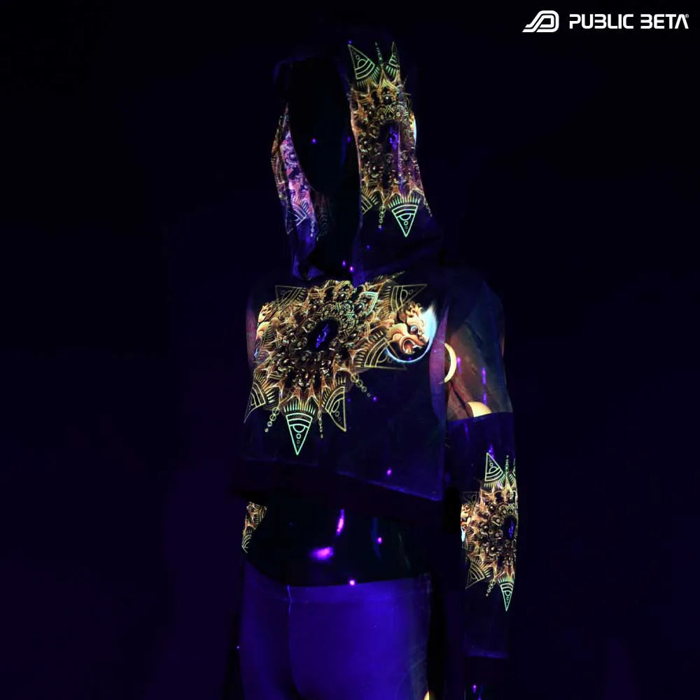 Shigatorii D155 /Glow in Blacklight Hooded Mesh Top