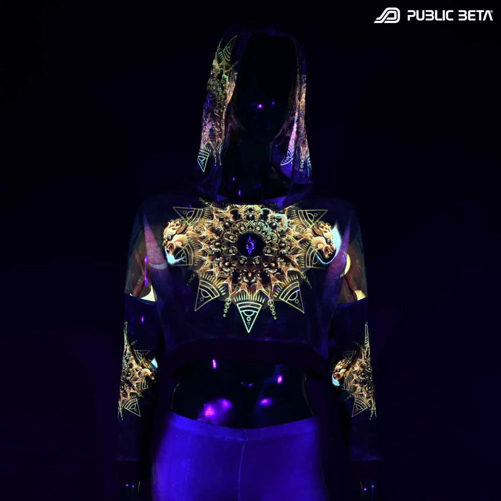 Shigatorii D155 /Glow in Blacklight Hooded Mesh Top