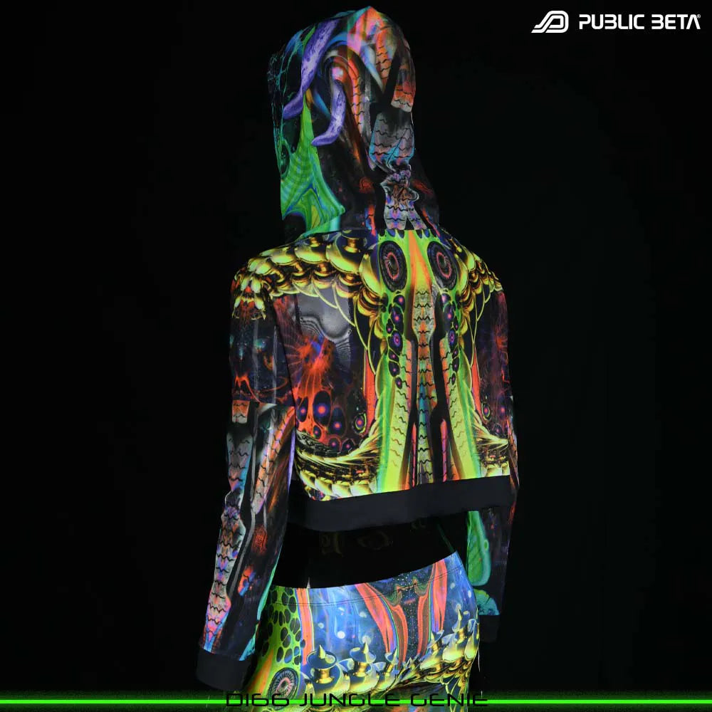 JungleGenie D166 /Glow in Blacklight Hooded Mesh Top