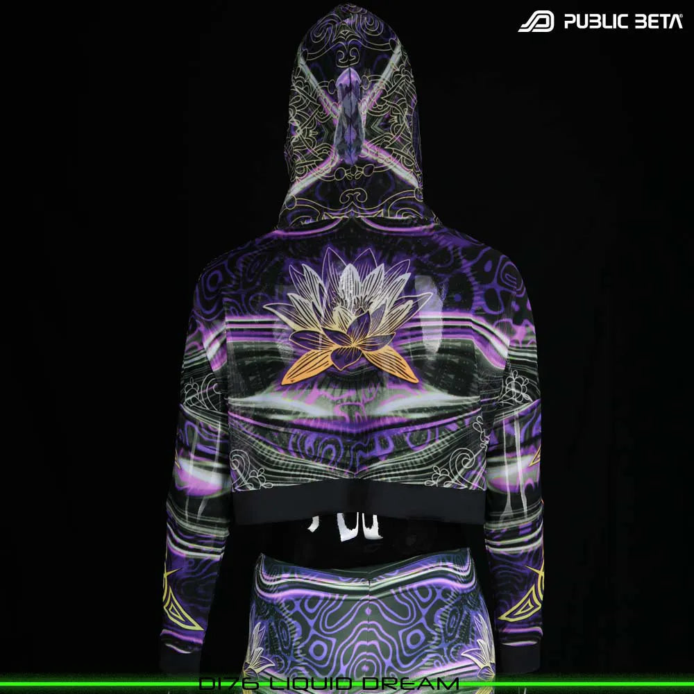Liquid Dream D176  /Glow in Blacklight Hooded Mesh Top