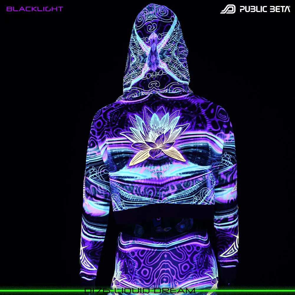 Liquid Dream D176  /Glow in Blacklight Hooded Mesh Top